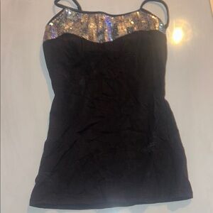 Black Sequin Women's Top built in bra